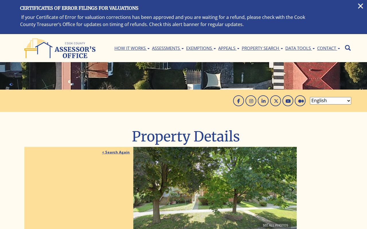 Cook County Assessor parcel card for 3715 Wesley Avenue in Berwyn